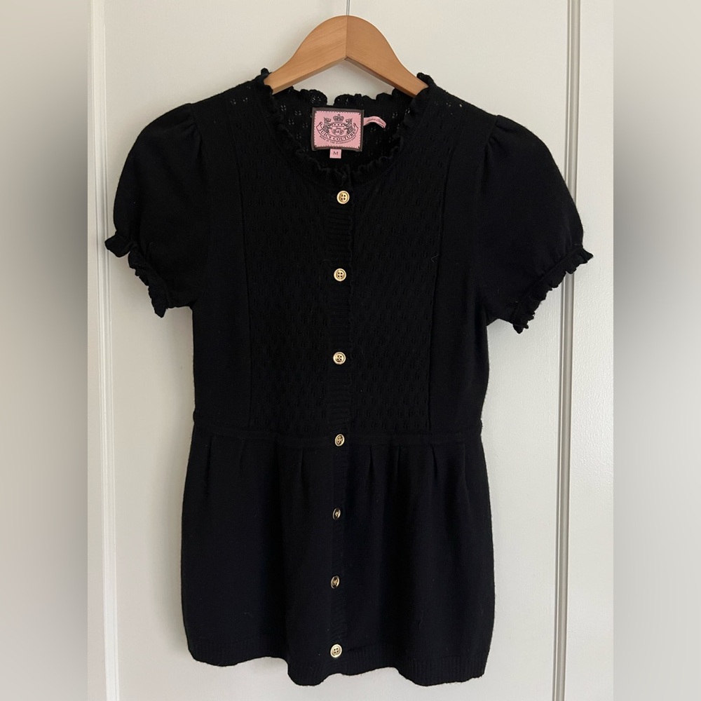Juicy Couture Black cardigan sweater with gold buttons